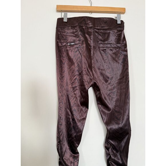 Manière De Voir Women's Brown Satin Woodgrain Ruched Trousers Size 6 Luxury - Picture 6 of 11